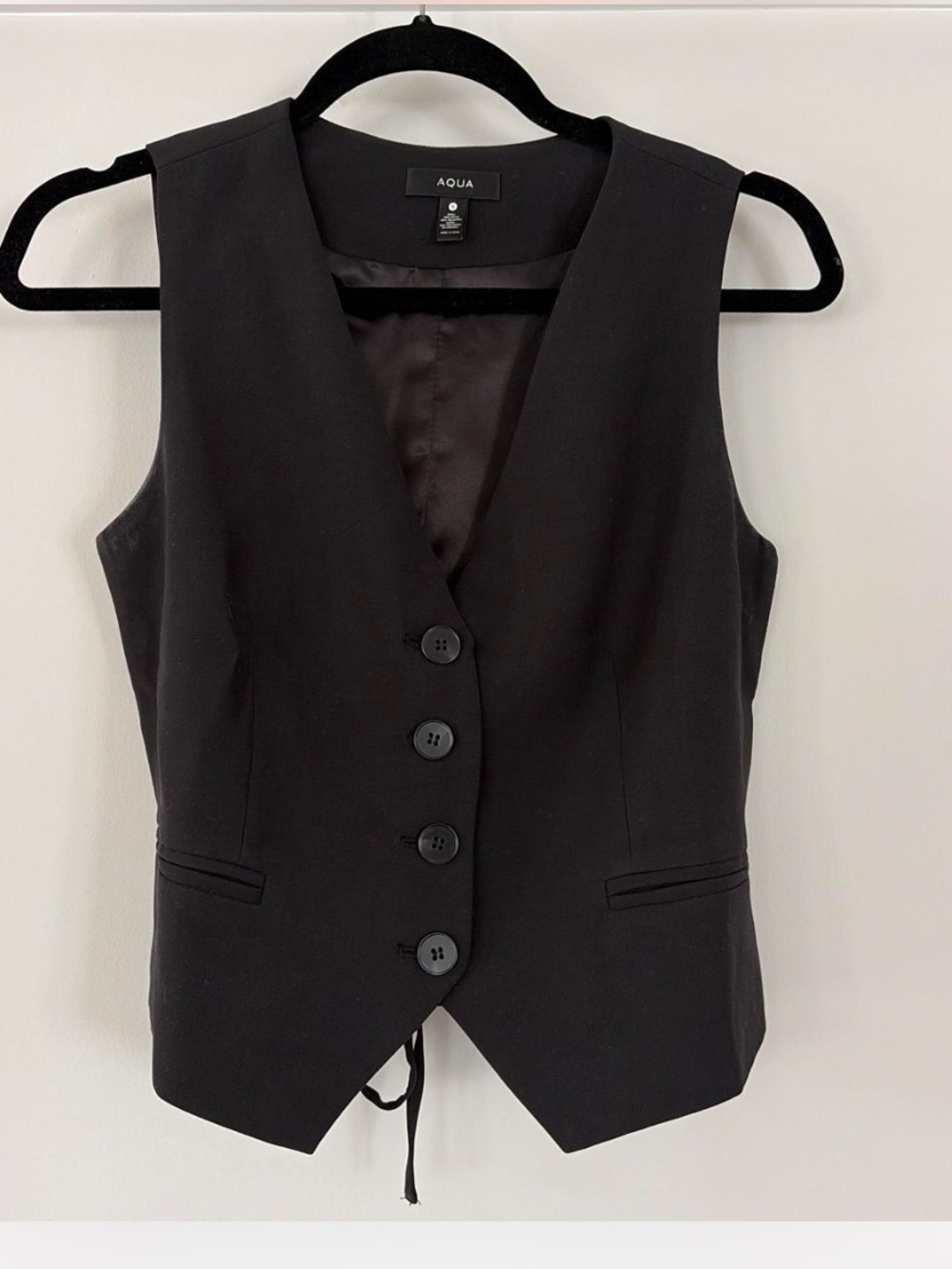 Aqua Black Tailored Button-Front Vest